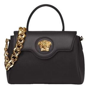 Versace Black Satchel with Gold Chain